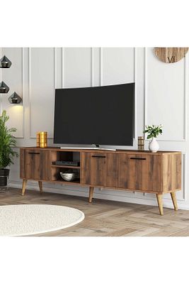 1583 Exxen 180 Cm (AHŞAP AYAKLI) Tv Ünitesi Hat Rengi ürün fotoğrafı