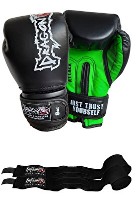 Attack 5 Boks Eldiveni Yeni Attack Boks Eldiveni Ve Bandaj Siyah Renk 2'li Set ürün fotoğrafı