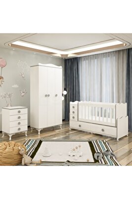 Melina Yıldız 3 Kapaklı Bebek Odası Takımı - Gri ürün fotoğrafı