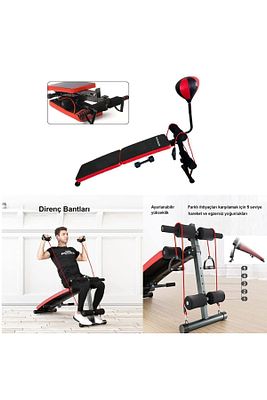 Katlanabilir Fitness Ağırlık Sehpası - Mekik Aleti - Boks Topu -tüm Vücut Egzersiz Aleti Gym Bench ürün fotoğrafı