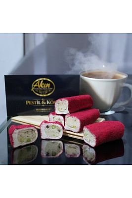 Frambuazlı Antep Fıstıklı Sarma Lokum 250 G (Delight Pestil Köme Sucuk Orcik Sarma Rulo Bohça) ürün fotoğrafı