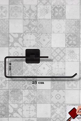 Kağıt Rulo Havluluk, Peçetelik, Yapışkanlı Tasarım, Banyo Askısı - Yapışkanlı Peçetelik/ Siyah ürün fotoğrafı