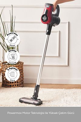 Vantuz Power Force Şarj Edilebilir Dik Süpürge Kırmızı ürün fotoğrafı