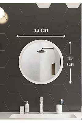 Yuvarlak Ayna 45 cm Beyaz Dresuar Hol Koridor Duvar Salon Banyo Wc Ofis Çocuk Yatak Odası ürün fotoğrafı