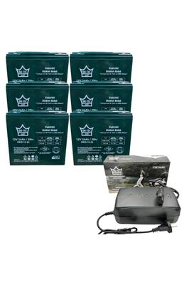 6'Lı Set 12v 24 Ah Elektrikli Motosiklet Aküsü ve Ortec 72v 24ah Elektrikli Bisiklet Şarj Alet ürün fotoğrafı