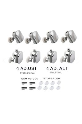 Duşakabin Tekerleği 8'li Cam Kabin Tekeri Rulmanlı Krom Metal Gövdeli Bilyalı Çift Tekerlekli ürün fotoğrafı