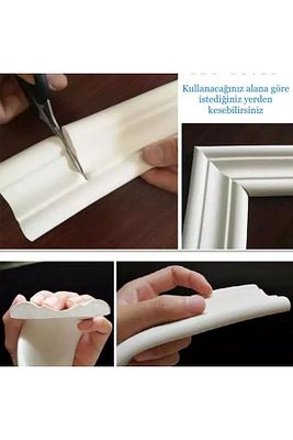 8x110 Cm Beyaz Esnek Duvar Çıtası Dekoratif Yapışkanlı Çerçeve Süpürgelik ürün fotoğrafı