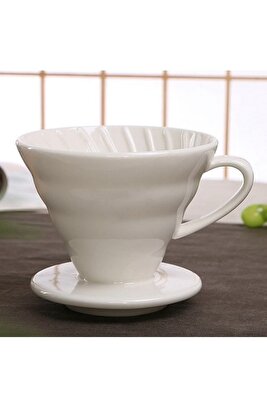 Beyaz V60 02 Dripper Seramik Kahve Demleme Ekipmanı Filtre Kahve ürün fotoğrafı