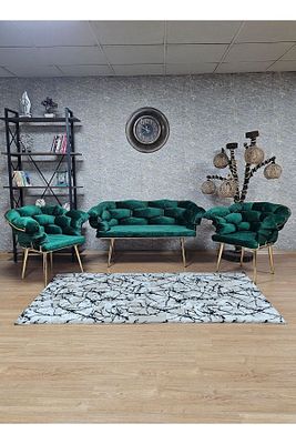 Gold Kaplama - Yeşil Döşeme | Balon Çay Seti | Balkon Koltuk | Berjer | Balkon Çay Seti ürün fotoğrafı