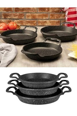 3 Lü Döküm Granit Sahan Seti Tava Seti 18/20/22 Cm ürün fotoğrafı