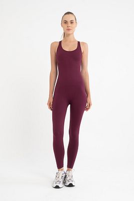 Seamless (dikişsiz )pilates /yoga/günlük Spor Tulum(VİŞNE) ürün fotoğrafı