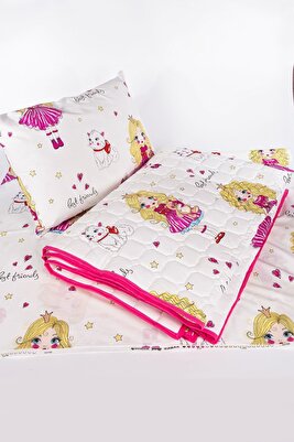 Pike Çarşaf Takımı Kız Çocuk Ve Bebek Için Pembe Figürlü Bebek Karakterli Pike Yastık Çarşaf ürün fotoğrafı