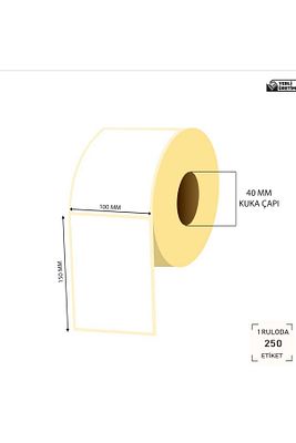 100 x 150 mm Kuşe Etiket 32 Rulo Toplam 8000 Adet (Ribonlu) ürün fotoğrafı