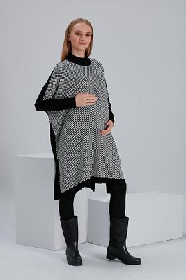 Regular Fit Hamile Tunik Panço Kareli Akrilik örgü ürün fotoğrafı