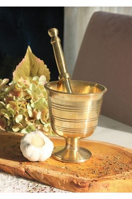 Sarı Pirinç Havan Sarımsak Dövücü 1 No (±%10) 1000gr ürün fotoğrafı