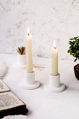 2li Beyaz Beton Mumluk (mumlar Dahil Değildir) ürün fotoğrafı