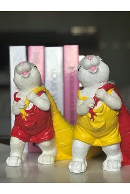 Dekoratif 2'li Havuç Saksılı Tavşan Biblosu ürün fotoğrafı