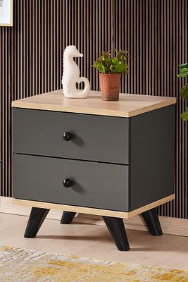 Ae-2029 Inci 2 Çekmeceli Antrasit Komodin 49 cm ürün fotoğrafı