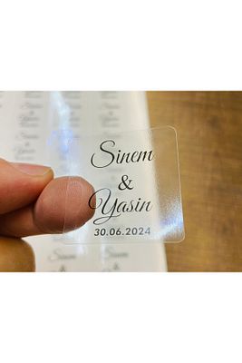 Kişiye Özel Kına-nişan-nikah-düğün Etiket-özel Kesim 50 Adet Şeffaf Sticker 3,5x3,5cm Kare Ks01-35 ürün fotoğrafı
