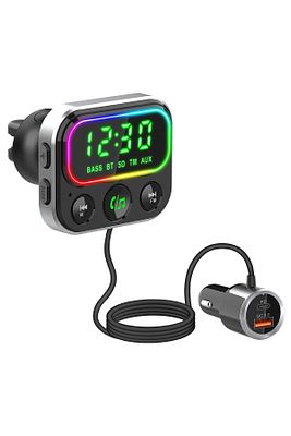 Slbt405 Rgb Bluetooth V5.0 Geniş Led Ekran Tf Kart Çift Usb Qc3.0 Ve Pd18w Hızlı Şarj Fm Transmitter ürün fotoğrafı