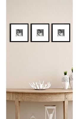 Fotoğraf Çerçeve Seti 3 Adet 37x37 Cm Iç Ölçü 15x15 Siyah Çerçeve Beyaz Kağıt Paspartu Camlı ürün fotoğrafı