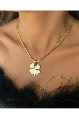 Asel Jewelryy 4 yapraklı gonca kolye çelik ürün fotoğrafı