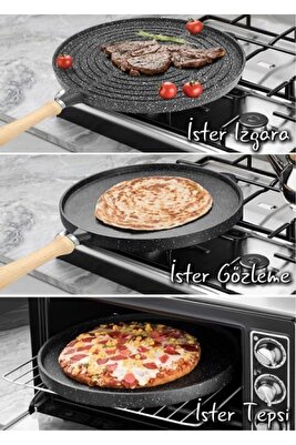 Çift Taraflı Döküm Granit Bazlama Gözleme Tavası 36 Cm 4268 ürün fotoğrafı