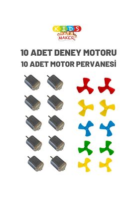 10 Adet Deney Motoru ( Dc Motor ) + 10 Adet Deney Motoru Pervanesi ürün fotoğrafı