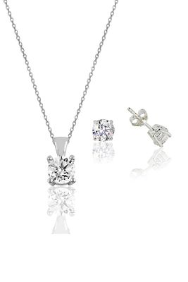 Gümüş Rodyumlu Tek Taş Kolye Ve Küpe Gümüş Set Sgtl10592rodaj ürün fotoğrafı