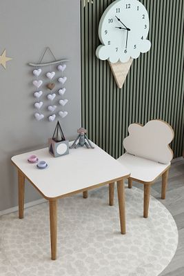 Yaz Sil Yüzey Çocuk Bebek Masa Sandalye Takımı 1 Aktivite Oyun Masası 1 Sandalye Ahşap Konik Ayak ürün fotoğrafı