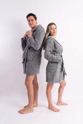 Gri Kırçıllı Unisex Sabahlık Welsoft Peluş ürün fotoğrafı