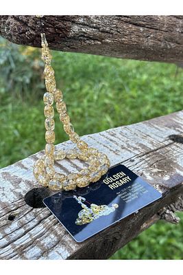 YENİLEBİLİR ALTIN PARÇACIKLI ÖZEL GOLDEN ROSARY TESBİH ürün fotoğrafı