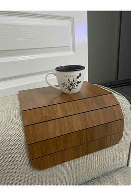Koyu Kahve Koltuk Tepsisi Yan Sehpa Tesbih Cevizi 20x40 Cm Ortasabit 13,5 Cm Amerikan Servisi ürün fotoğrafı