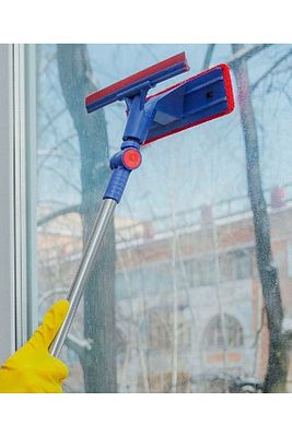 Teleskopik Çift Taraflı Pratik Cam Silme Aparatı Cam Silme Mopu | Mikrofiber Bezli Cam Silecek ürün fotoğrafı