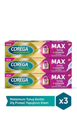 Maksimum Tutuş & Konfor Diş Protezi Yapıştırıcı Krem 40g x 3 Adet ürün fotoğrafı