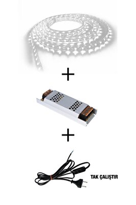 İnformed 3 Çipli Iç Mekan Beyaz Renk 5 Metre Şerit Led Işık 5 Amp Led Trafosu Kablo ürün fotoğrafı