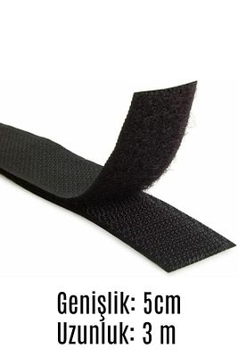 Siyah Cırt Cırt Bant, 3 Metre, En: 5cm, Çift Taraflı Bant, Cırt Bant Yapışkansız ürün fotoğrafı