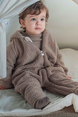 Kapüşonlu Wellsoft Tulum Bebek Kahve ürün fotoğrafı