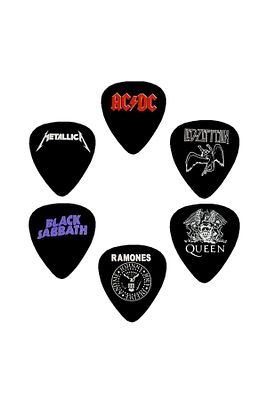Gitar Pena 6 Adet Metallica Adcd Led Zeppelin Queen Black Sabbath Ramones ürün fotoğrafı
