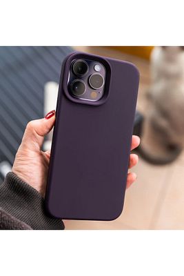 Iphone 14 Pro Max Kılıf Kadife Lansman Soft Yumuşak Silikon Kamera Korumalı Kapak Derin Mor ürün fotoğrafı