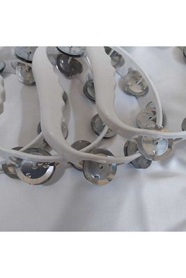 Toptan Fiyatına Beyaz Tef 20 Adet Plastik Def Zilli Tef Toptan  Satılık Tefler ürün fotoğrafı