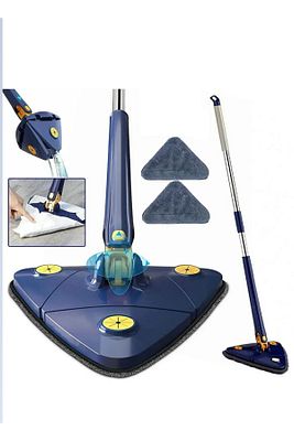 (2 BEZLİ) Kendinden Sıkmalı Üçgen Mop Cam Duvar Yer Silebilen Yedek Mikrofiber Bezli Paspas ürün fotoğrafı