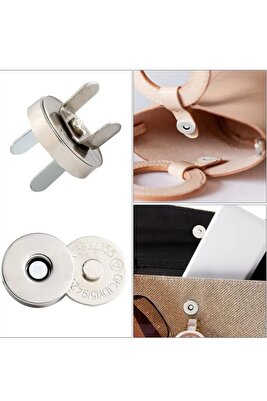 Örgü Çantaya Mıknatıslı Çıtçıt Gümüş Renk 5li set ürün fotoğrafı