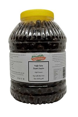Gurme Serisi Doğal Fermente Yağlı Sele Siyah Zeytin (3500gr - Pet Kavanoz) ürün fotoğrafı