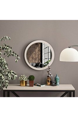 Beyaz Dekoratif Yuvarlak Antre Hol Koridor Duvar Salon Mutfak Banyo Wc Ofis Aynası 33cm Beyaz33cm ürün fotoğrafı