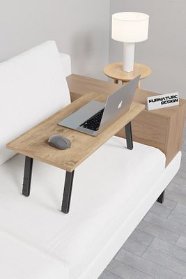 Katlanır Laptop Masası Çalışma Yatak Kahvaltı Masası 60x30 Cm - Atlantik Çam ürün fotoğrafı