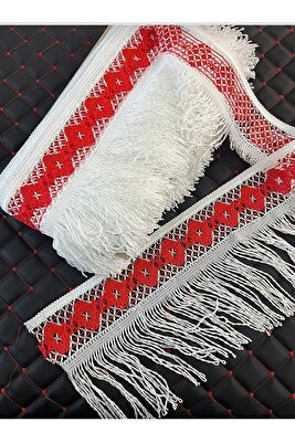 Tır Kamyon Araç İçi Püskül Kırmızı Beyaz 1 Metre ürün fotoğrafı