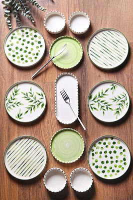 13 Parça 6 Kişilik Greentree  Stackable Kahvaltı Takımı - Lüx Kahvaltılık Sunum Seti Tabağı ürün fotoğrafı