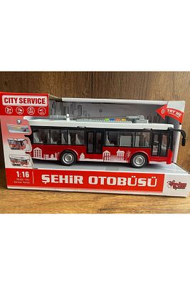 ŞEHİR OTOBÜSÜ OYUNCAK SESLİ IŞIKLI KAPILARI AÇILAN KIRMIZI ŞEHİR OTOBÜSÜ YOLCU OTOBÜSÜ KIRILMAZ ürün fotoğrafı
