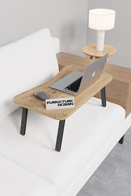 Katlanır Laptop Masası Sehpası Çalışma Yatak Kahvaltı Masası 60x35 Cm Atlantik Çam ürün fotoğrafı